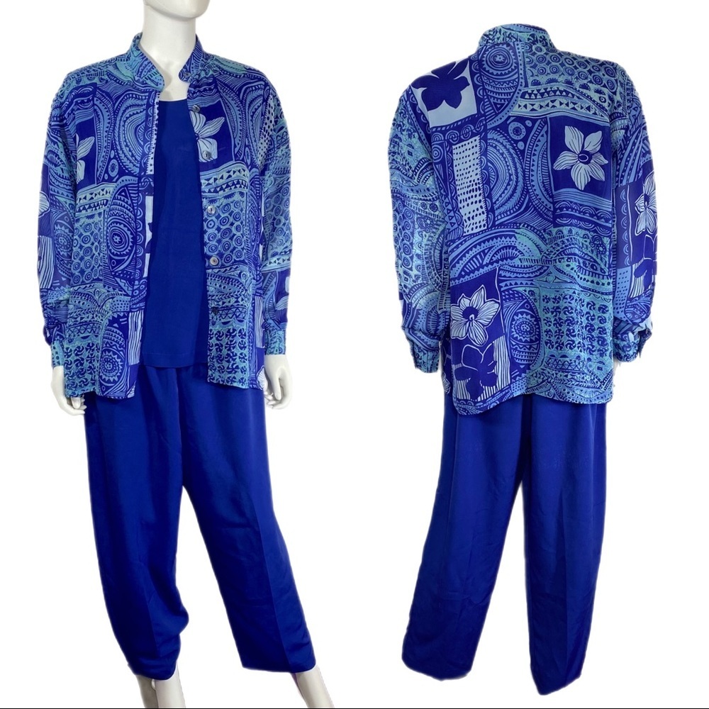 Sea Suns Vintage 3pc. Cobalt Blue Woman’s Pant Set *Petite*